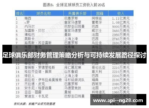 足球俱乐部财务管理策略分析与可持续发展路径探讨